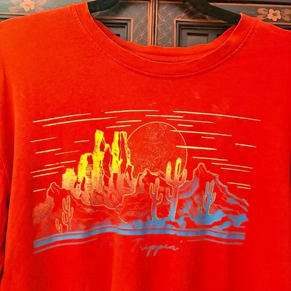 Rebels Fiery Orange Rodeo Trippin Cactus Graphic Long Sleeve Tee - Picture 2 of 6